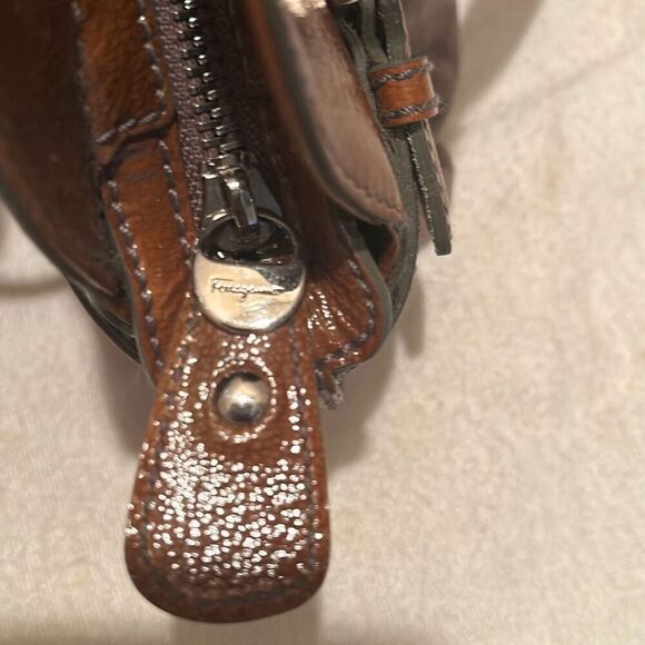 Vintage Salvatore Ferragamo Womens Marisa Colorblock Brown Leather Shoulder Bag - Picture 13 of 14